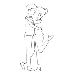 Couple of lovers kissing icon over white background vector illustration