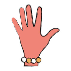 Hand with a bracelet icon over white background vector illustration