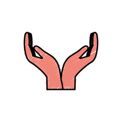 open hands  icon over white background vector illustration
