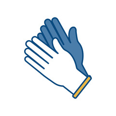 hands with medicine gloves icon over white background vector illustration
