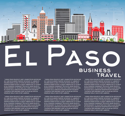 El Paso Skyline with Gray Buildings, Blue Sky and Copy Space.