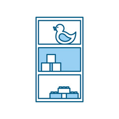 wooden drawer with toys vector illustration design