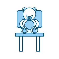 cute bear teddy sitting on chair vector illustration design