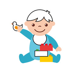 cute boy baby with toys avatar character vector illustration design