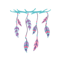 Boho style decorative feathers vector illustration design