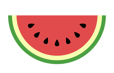 Watermelon fruit slice or cross section with seeds flat color art vector icon for apps and websites