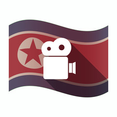 Long shadow North Korea flag with a film camera