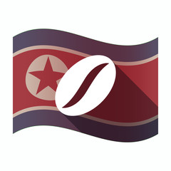 Long shadow North Korea flag with a coffee bean