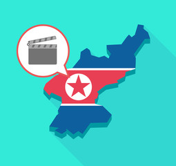 Long shadow North Korea map with a clapperboard