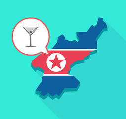 Long shadow North Korea map with a cocktail glass