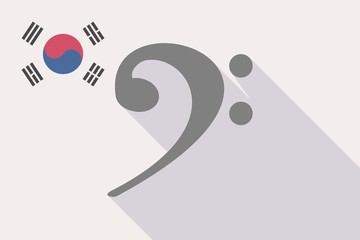 Long shadow South Korea flag with an F clef