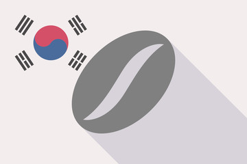 Long shadow South Korea flag with a coffee bean
