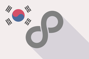 Long shadow South Korea flag with an infinite sign