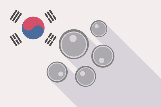 Long shadow South Korea flag with oocytes