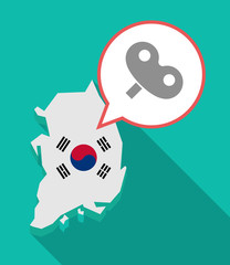 Long shadow South Korea map with a toy crank