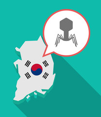 Long shadow South Korea map with a virus