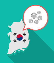 Long shadow South Korea map with oocytes