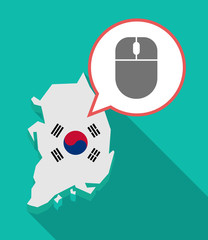 Long shadow South Korea map with a wireless mouse