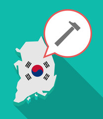 Long shadow South Korea map with a hammer
