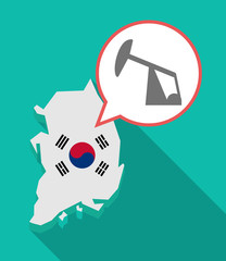 Long shadow South Korea map with a horsehead pump