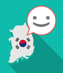 Long shadow South Korea map with a smile text face