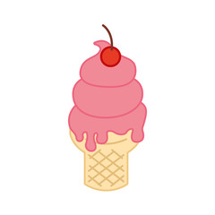 Delicious ice cream cone vector illustration design