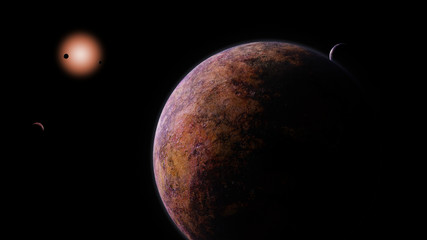Fototapeta premium exoplanets orbiting a red dwarf star