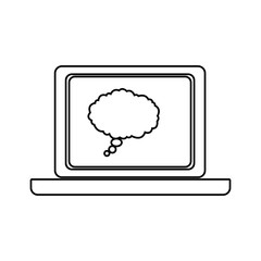 laptop bubble speech communication technology device