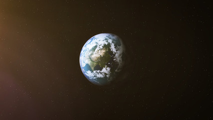 Realistic Earth at Night and Sun Flares around Asia