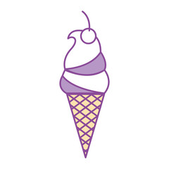 Delicious ice cream cone vector illustration design