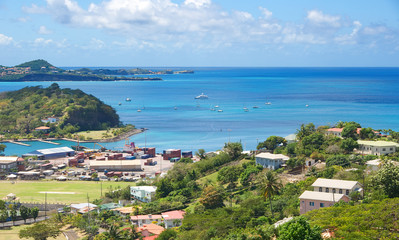 Fototapeta na wymiar Caribbean sea - Grenada island - Saint George's - Inner harbor and Devils bay