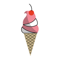 Delicious ice cream cone vector illustration design