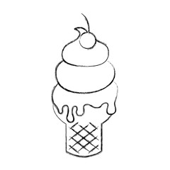 Delicious ice cream cone vector illustration design