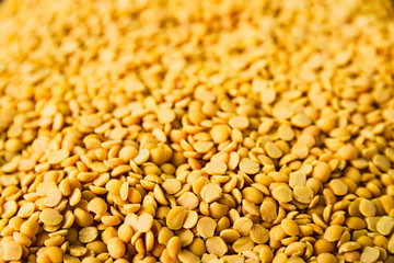Fresh Yellow split peas on display at a nearby farmer's market. Traditional Raw Vegan source of Protein!