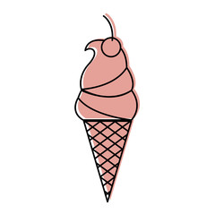 Delicious ice cream cone vector illustration design