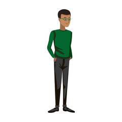 cartoon guy student standing in casual clothes