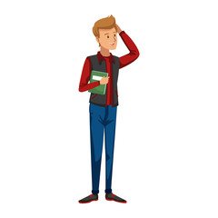 cartoon guy student standing in casual clothes