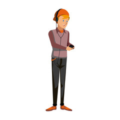 cartoon guy student standing in casual clothes