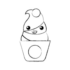 Delicious ice cream basket kawaii character vector illustration design