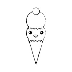 Delicious ice cream cone kawaii character vector illustration design