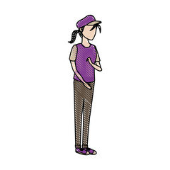 female student in casual clothes standing cartoon character