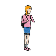 female student in casual clothes standing cartoon character