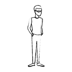 young man student standing cartoon person image