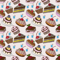 Seamless background with the image of sweet delicious confectionery