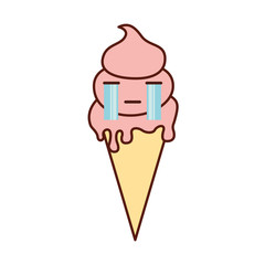 Delicious ice cream cone kawaii character vector illustration design