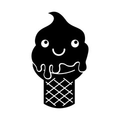 Delicious ice cream cone kawaii character vector illustration design
