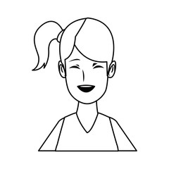 portrait young woman funny gesture cartoon vector illustration