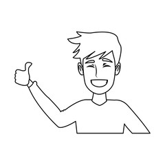 portrait funny guy cartoon young people profile vector illustration