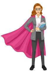 Girl Super Teacher Books Illustration
