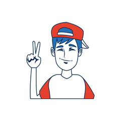 portrait funny guy cartoon young people profile vector illustration